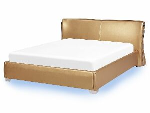 Bračni krevet 160 cm PARNAS (s podnicom i LED rasvjetom) (zlatna)