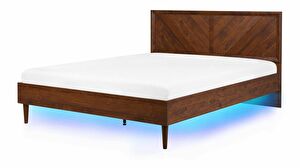Bračni krevet 180 cm MILLET (s podnicom i LED rasvjetom) (tamno drvo)