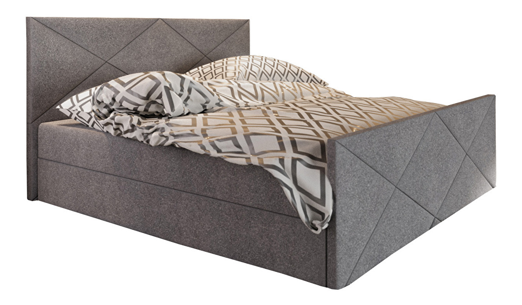 Bračni krevet Boxspring 140 cm Milagros 4 (siva) (s madracem i prostorom za odlaganje)