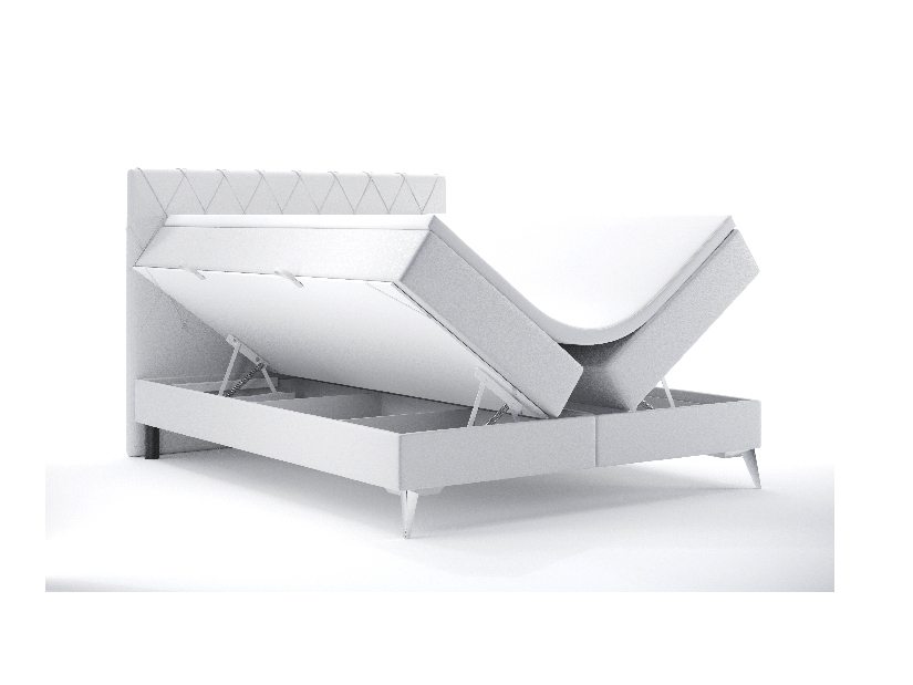 Bračni krevet Boxspring 140 cm Miror (bijela ekokoža) (s prostorom za odlaganje)
