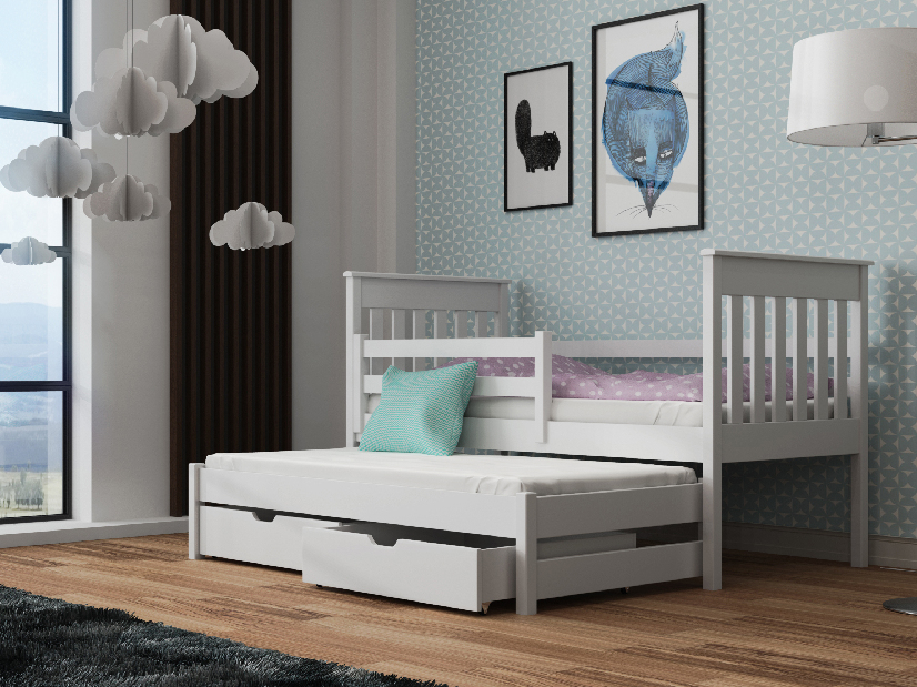 Dječji krevet 80 x 180 cm TOYA (s podnicom i prostorom za odlaganje) (bijela)
