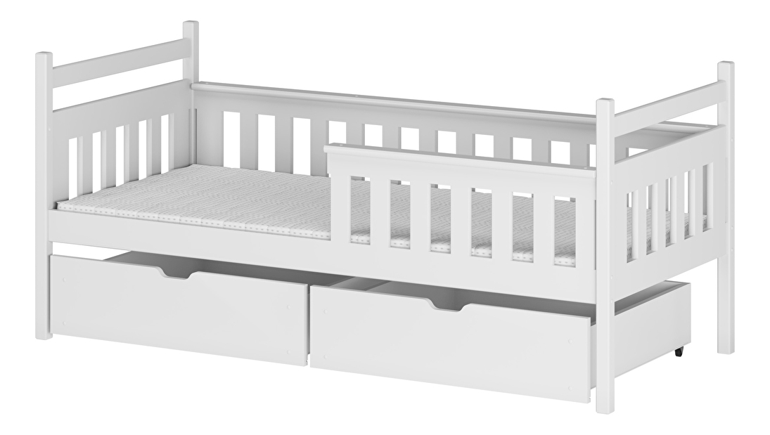 Dječji krevet 80 x 180 cm Emelda (s podnicom i prostorom za odlaganje) (bijela)