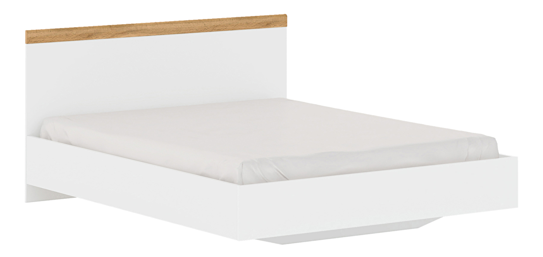 Bračni krevet 160 cm Vina (bijela + hrast wotan) (bez madraca i podnice)