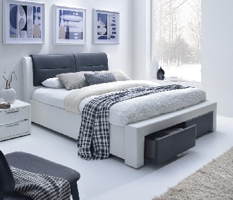 Bračni krevet 140 cm Casandie (s podnicom) (bijela + crna) *rasprodaja