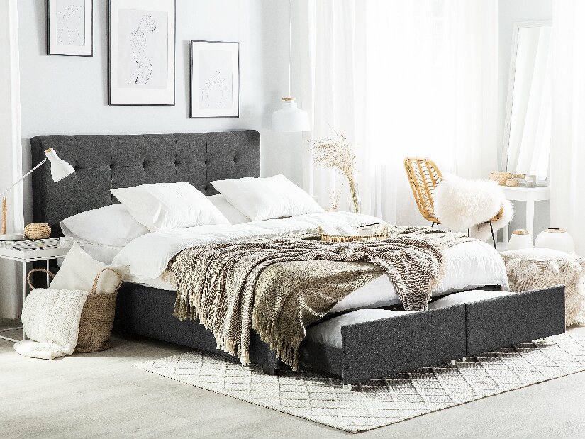 Bračni krevet 180 cm ROLLA (s podnicom i prostorom za odlaganje) (tamno siva) *rasprodaja