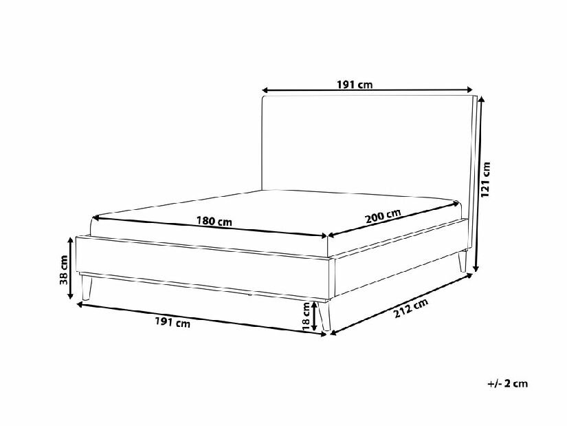 Bračni krevet 180 cm BARON (s podnicom) (siva)