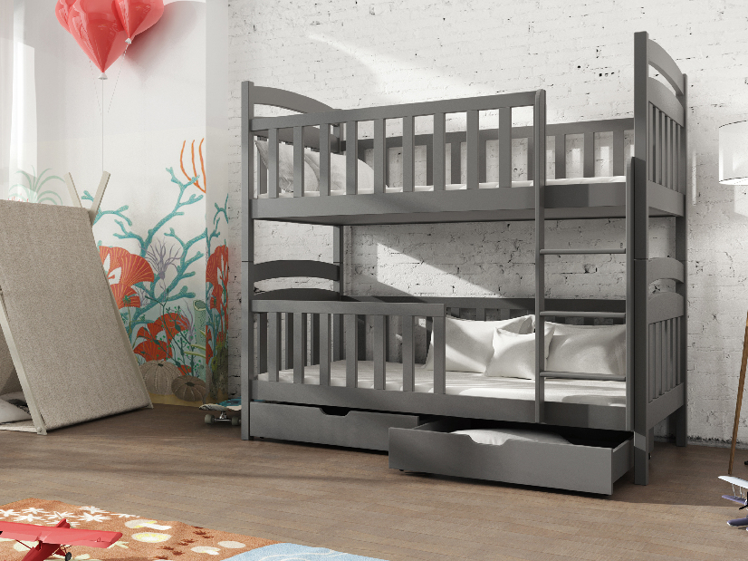 Dječji krevet 80 x 190 cm Antone (s podnicom i prostorom za odlaganje) (grafit)