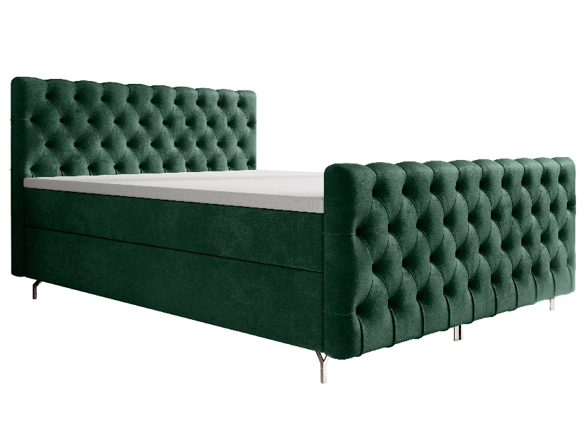Bračni krevet 140 cm Clinton Bonell (smaragdna) (s podnicom, s prostorom za odlaganje)