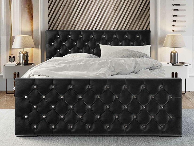 Bračni krevet 180 cm Quintin (crna) (s podnicom i prostorom za odlaganje)