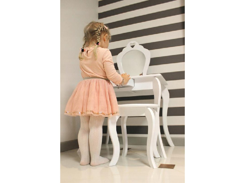 Dječji toaletni stolić s tabureom Girly (bijela)
