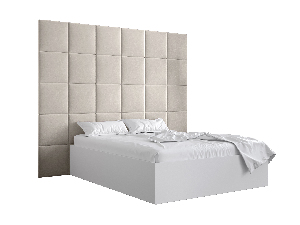 Bračni krevet s tapeciranim uzglavljem 160 cm Brittany 3 (bijela mat + krem) (s podnicom)
