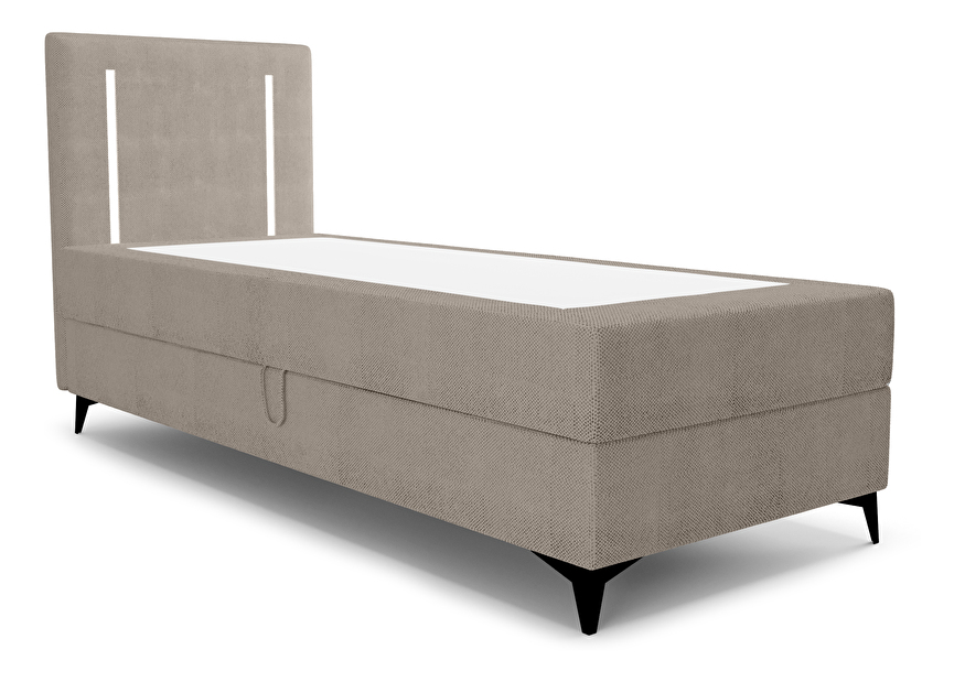 Jednostruki krevet 90 cm Ortega Bonell (sivo-smeđa) (s podnicom, bez prostora za odlaganje) (s LED rasvjetom)
