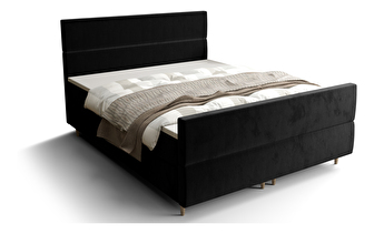 Bračni krevet  Boxspring 140 cm Flu Plus Comfort (crna) (s madracem i prostorom za odlaganje)