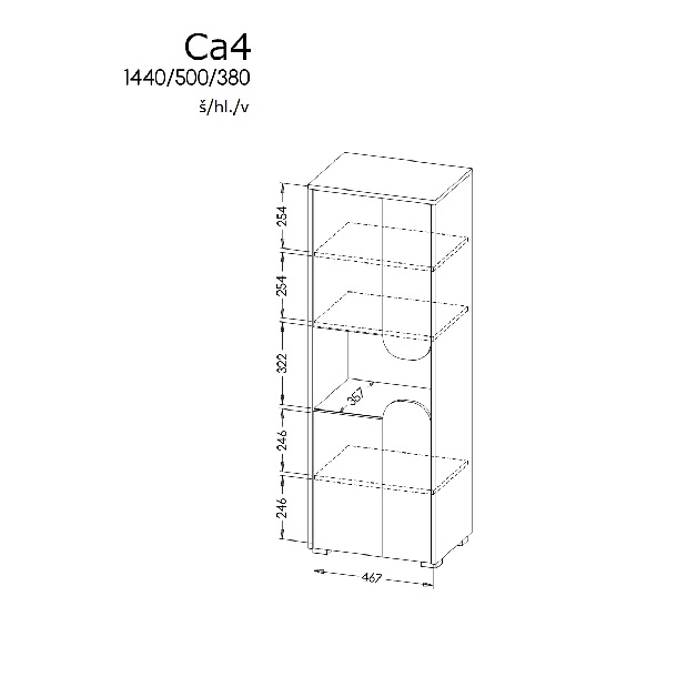 Komoda tip CA4 Caryl (svijetli grafit + bijela sjajna + hrast Nash)