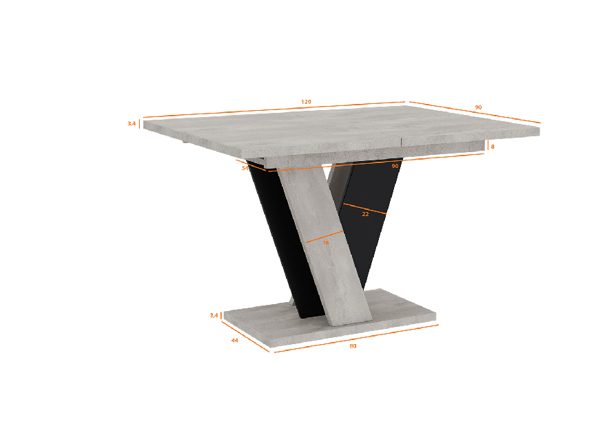 Blagovaonski stol Venag (svijetlosiva + crna) (za 4 do 6 osoba)