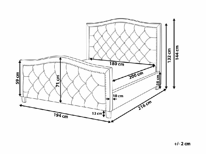 Bračni krevet 180 cm AURORA (s podnicom) (bež)