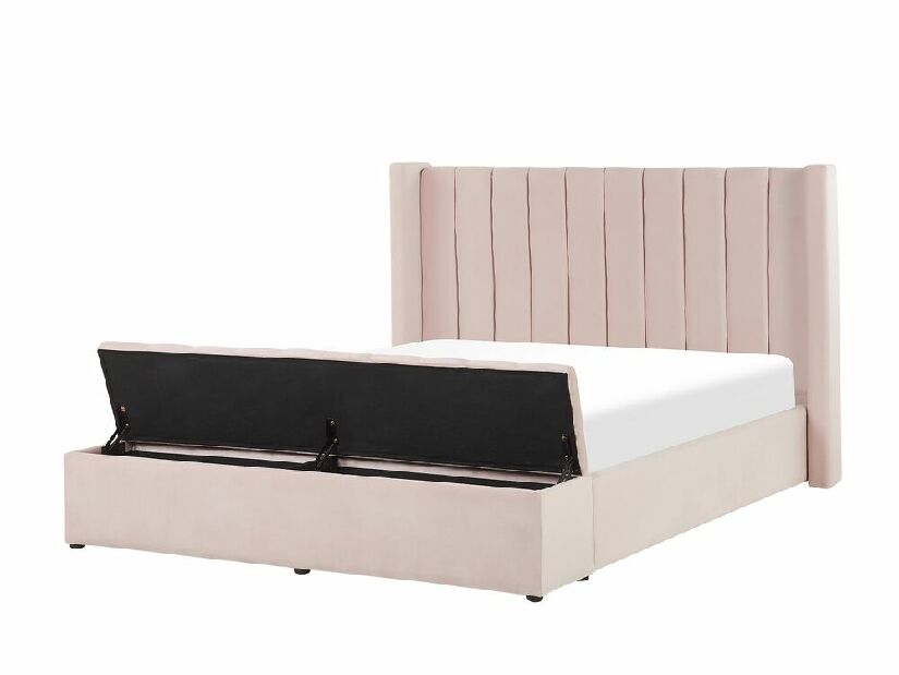 Bračni krevet 160 cm NAIROBI (tekstil) (svijetlo ružičasta) (s podnicom)