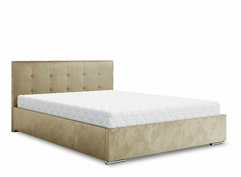 Bračni krevet 140 cm Hermila (bež) (s podnicom i prostorom za odlaganje)