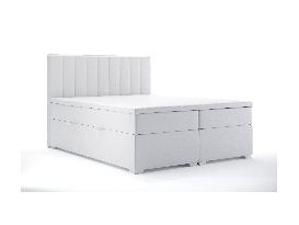 Bračni krevet Boxspring 140 cm Ranaly (bijela ekokoža) (s prostorom za odlaganje)