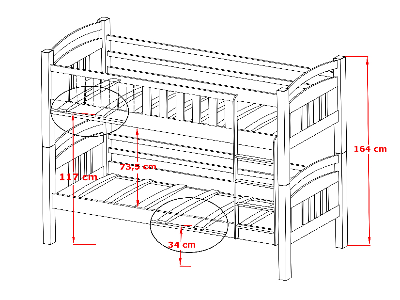 Dječji krevet 90 x 190 cm Irwin (s podnicom i prostorom za odlaganje) (grafit)