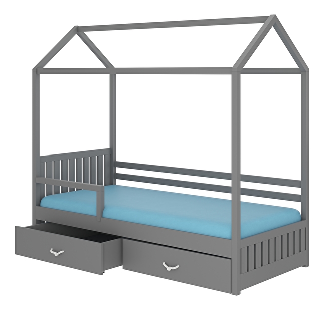 Dječji krevet 200x90 cm Rosie II (s podnicom i madracem) (siva)