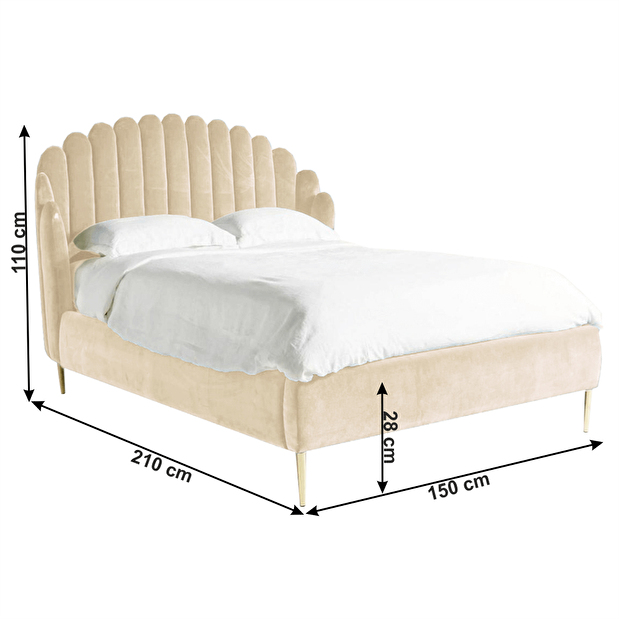 Bračni krevet 140 cm Krilsa (bež) (s podnicom)
