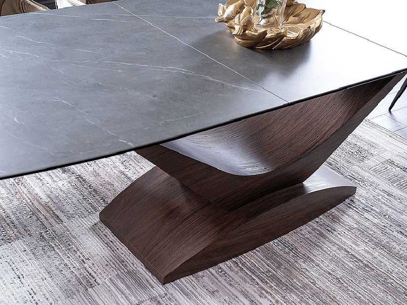 Blagovaonski stol na razvlačenje 180-240 cm Danyell (siva + orah) (za 8 i više osoba)