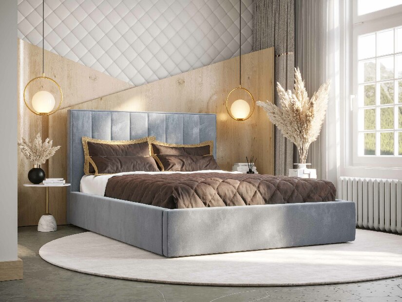 Bračni krevet 180 cm Ocie (svijetloplava) (s podnicom i prostorom za odlaganje)