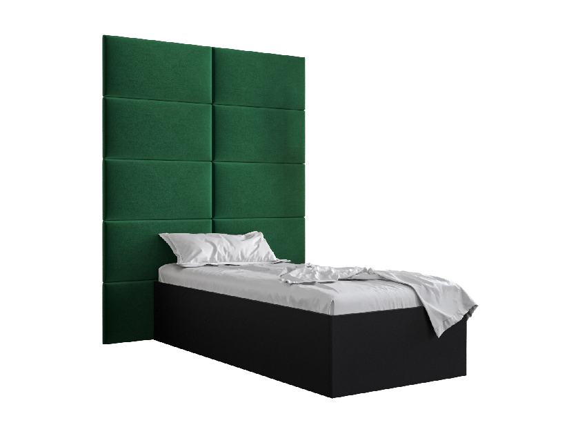 Jednostruki krevet s tapeciranim uzglavljem 90 cm Brittany 1 (crna mat + zelena) (s podnicom)