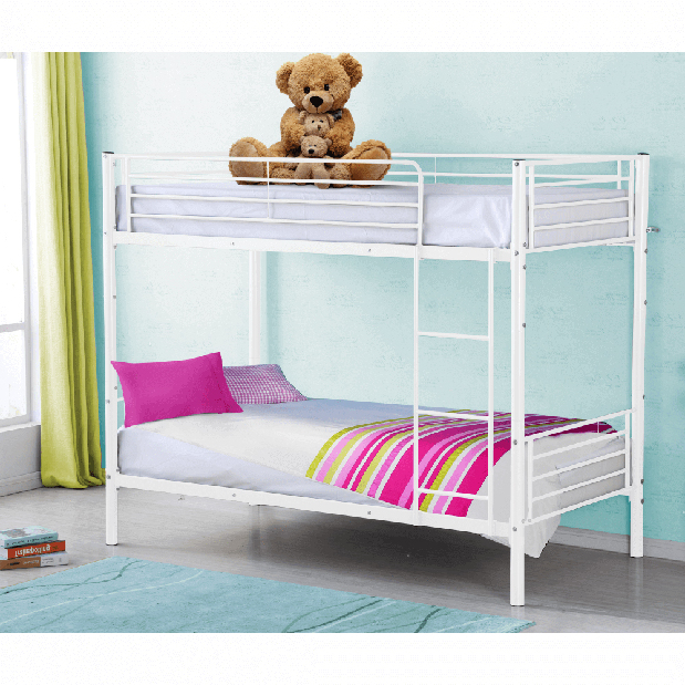 Dječji krevet na kat 90 cm Kamila (bijela) (s podnicom)
