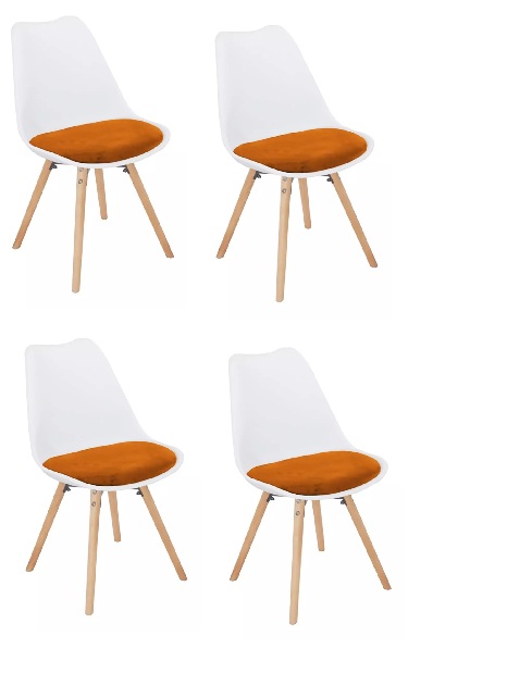 Blagovaonska stolica (4 kom.) Samim (narančasta + bukva) *rasprodaja