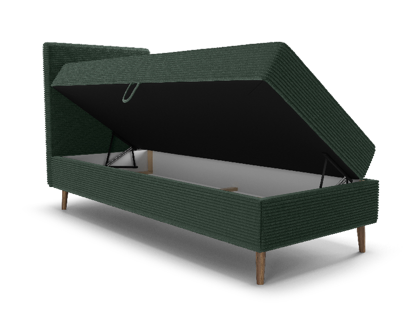 Jednostruki krevet 90 cm Napoli Comfort (zelena) (s podnicom, s prostorom za odlaganje)