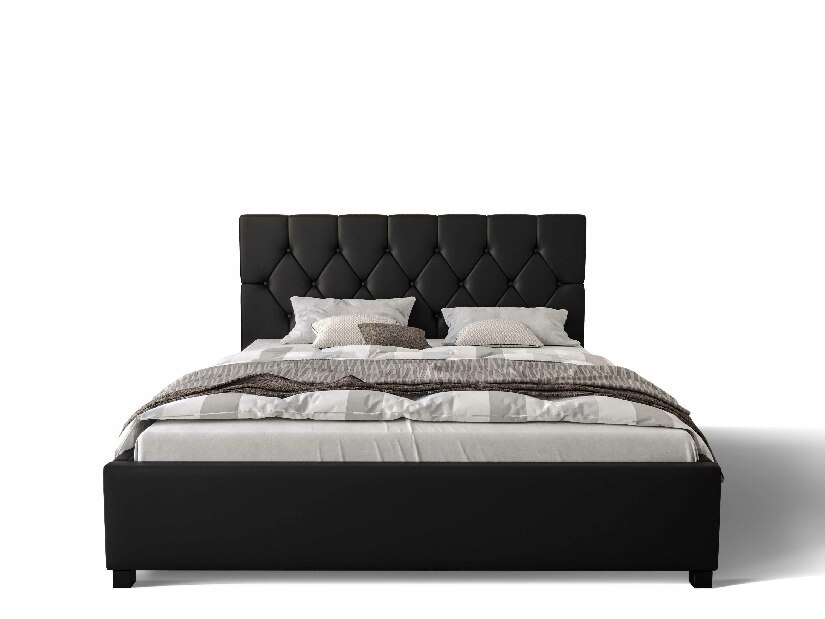 Bračni krevet 140 cm Sylvie (crna) (s podnicom i prostorom za odlaganje)