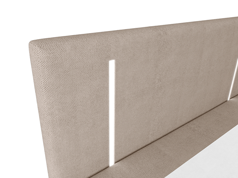 Bračni krevet 200 cm Ortega Comfort (sivo-smeđa) (s podnicom i madracem, s prostorom za odlaganje) (s LED rasvjetom)