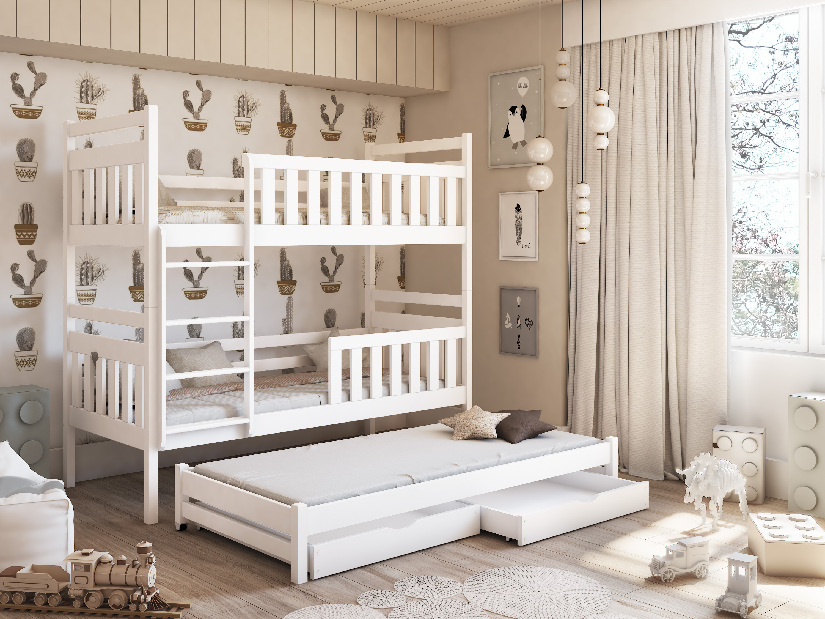 Dječji krevet 90 x 190 cm KRISTY (s podnicom i prostorom za odlaganje) (bijela)