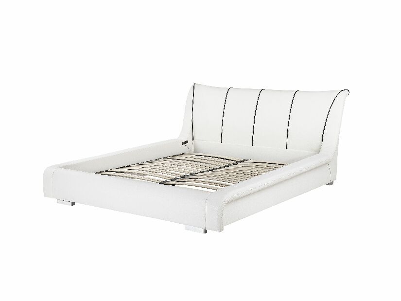 Bračni krevet 160 cm NICE (s podnicom i LED rasvjetom) (bijela)