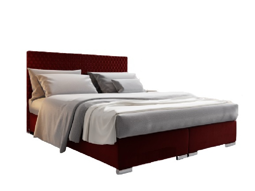 Bračni krevet 180 cm Boxspring Harlan Comfort (crvena) (s podnicom, madracem i prostorom za odlaganje)