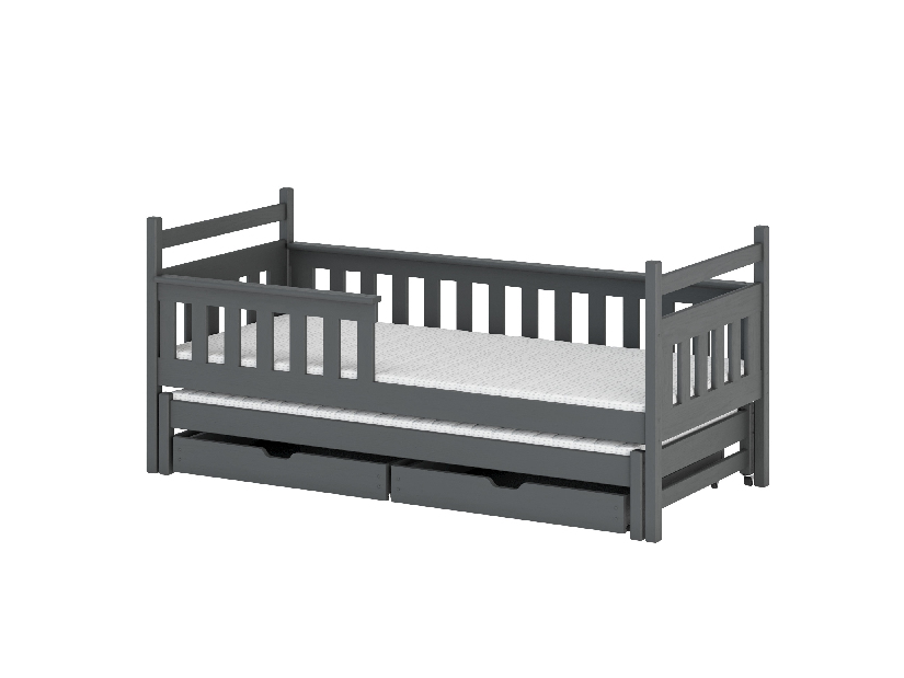 Dječji krevet 90 x 200 cm DORIA (s podnicom i prostorom za odlaganje) (grafit)