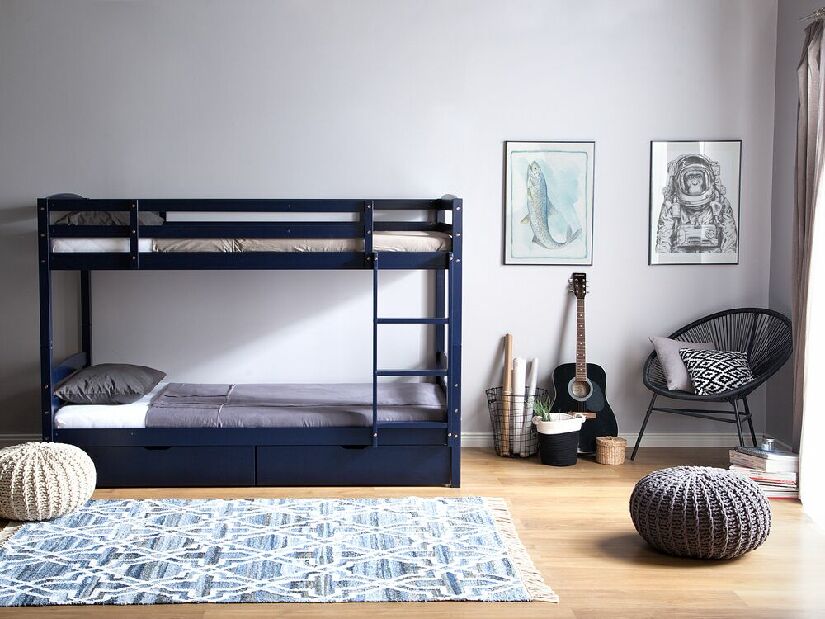 Krevet na kat 90 cm RESPOND (s podnicom) (plava)