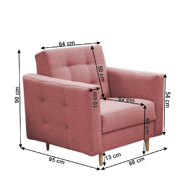 Tapecirana fotelja Armendia (ružičasta)
