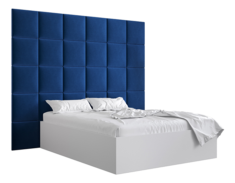 Bračni krevet s tapeciranim uzglavljem 160 cm Brittany 3 (bijela mat + plava) (s podnicom)