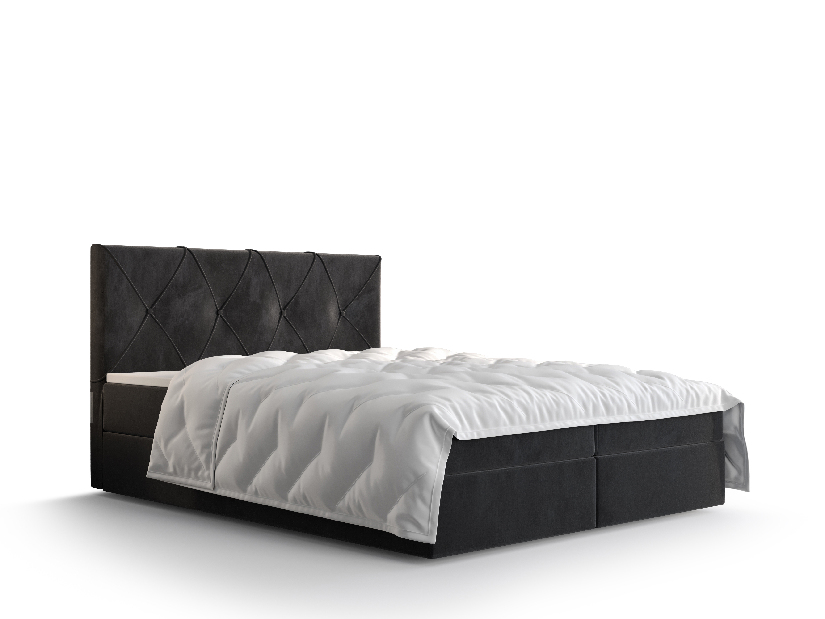 Bračni krevet Boxspring 180 cm Athena (crna) (s madracem i prostorom za odlaganje)