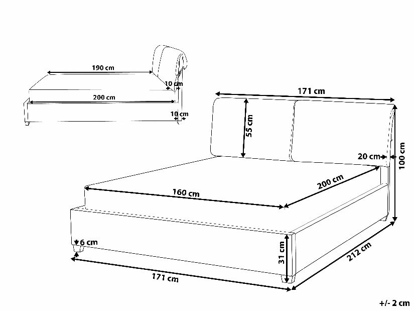 Bračni krevet 160 cm BELLA (s podnicom) (bež)