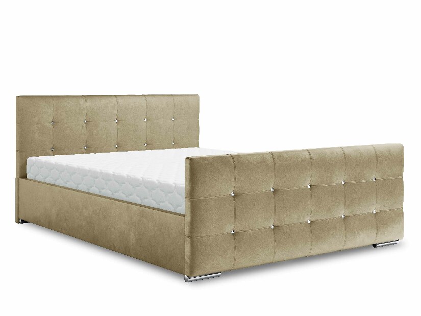 Bračni krevet 140 cm Darrin (bež) (s podnicom i prostorom za odlaganje)