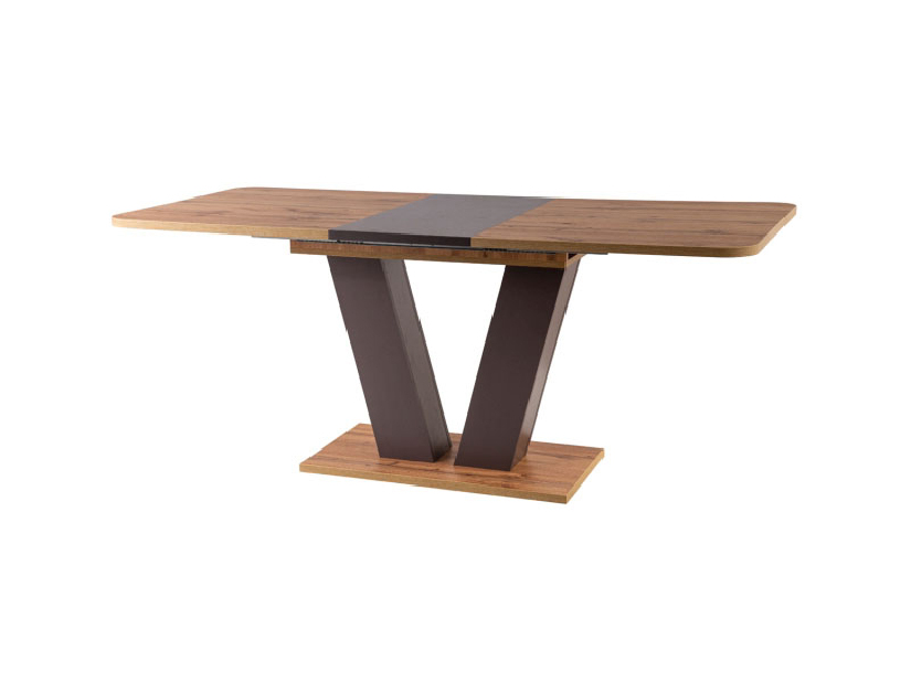 Blagovaonski stol na razvlačenje 136-176 cm Panteo (hrast wotan + smeđa) (za 4 do 6 osoba)