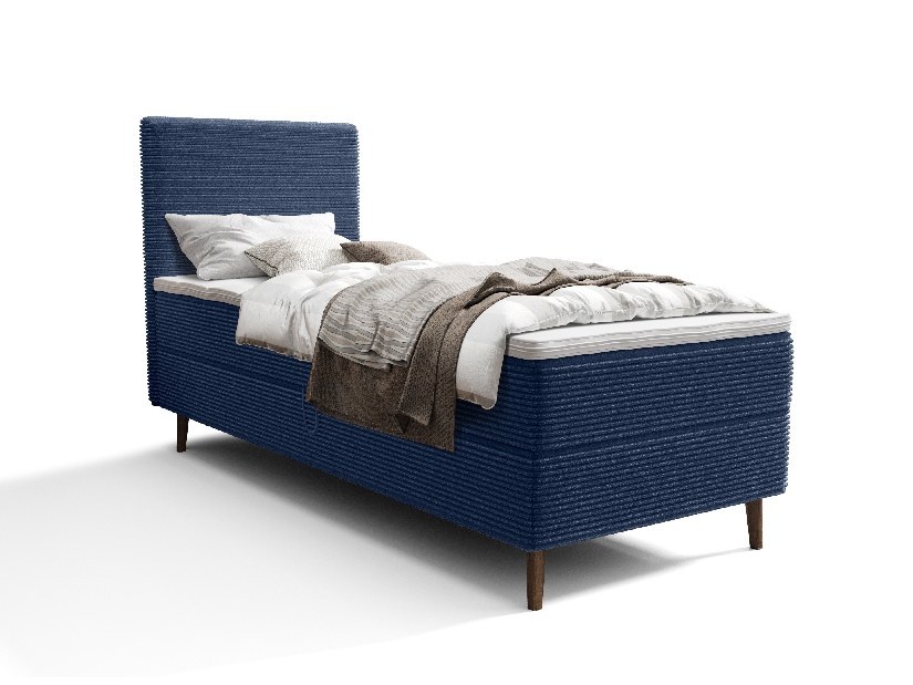Jednostruki krevet 90 cm Napoli Comfort (plava) (s podnicom, s prostorom za odlaganje)