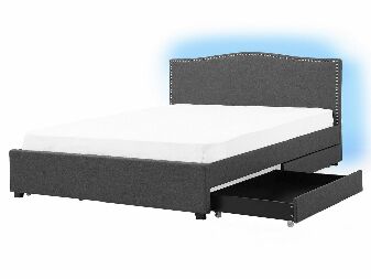 Bračni krevet 160 cm MONTHY (s podnicom, prostorom za odlaganje i LED rasvjetom) (tamno siva)