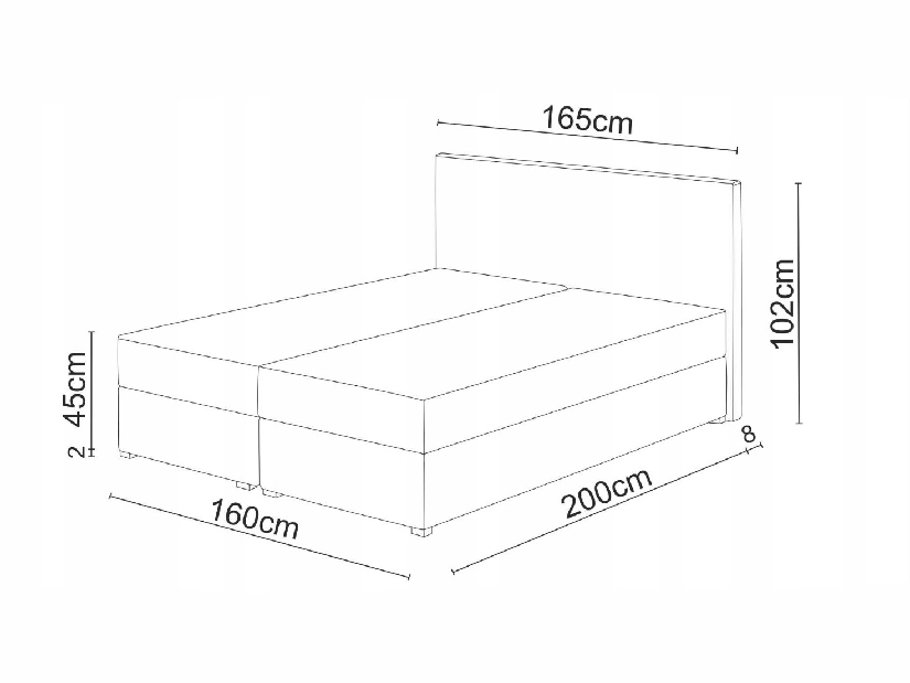Bračni krevet Boxspring 160x200 cm Mimosa (s podnicom i madracem) (crna + crna)