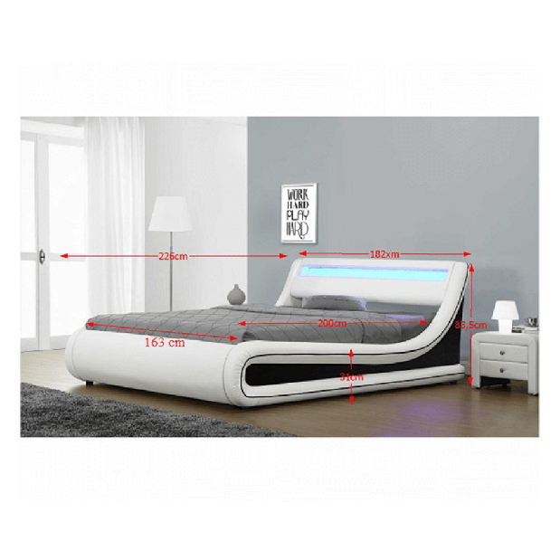 Bračni krevet 160 cm Milda (S podnicom, prostorom za odlaganje i LED) 