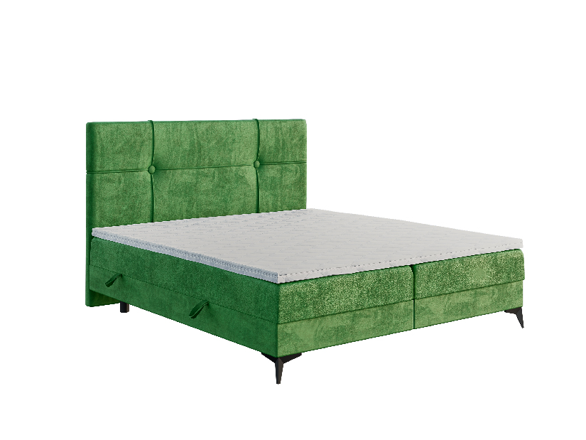 Bračni krevet Boxspring 160 cm Nivela (zelena) (s madracem i prostorom za odlaganje)